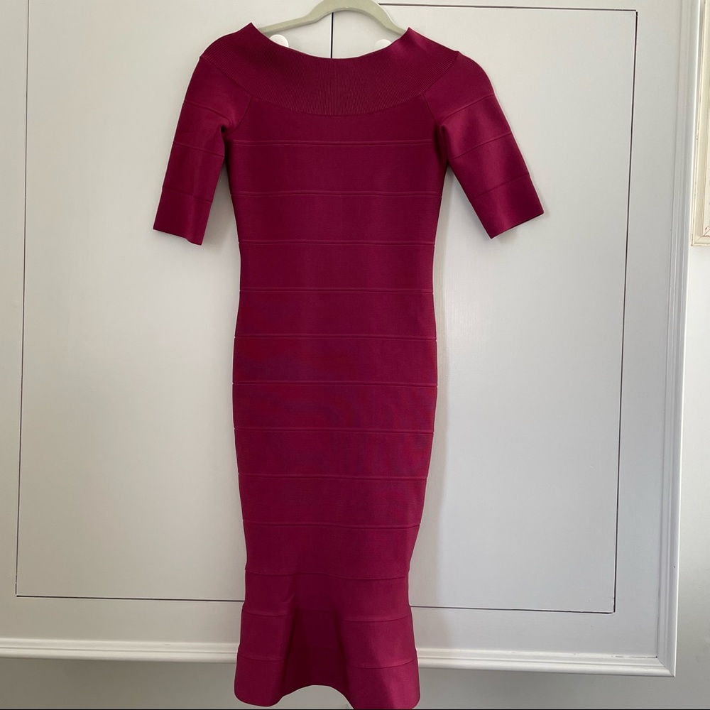 NWT Herve Leger Raspberry Dress - Picture 5 of 16